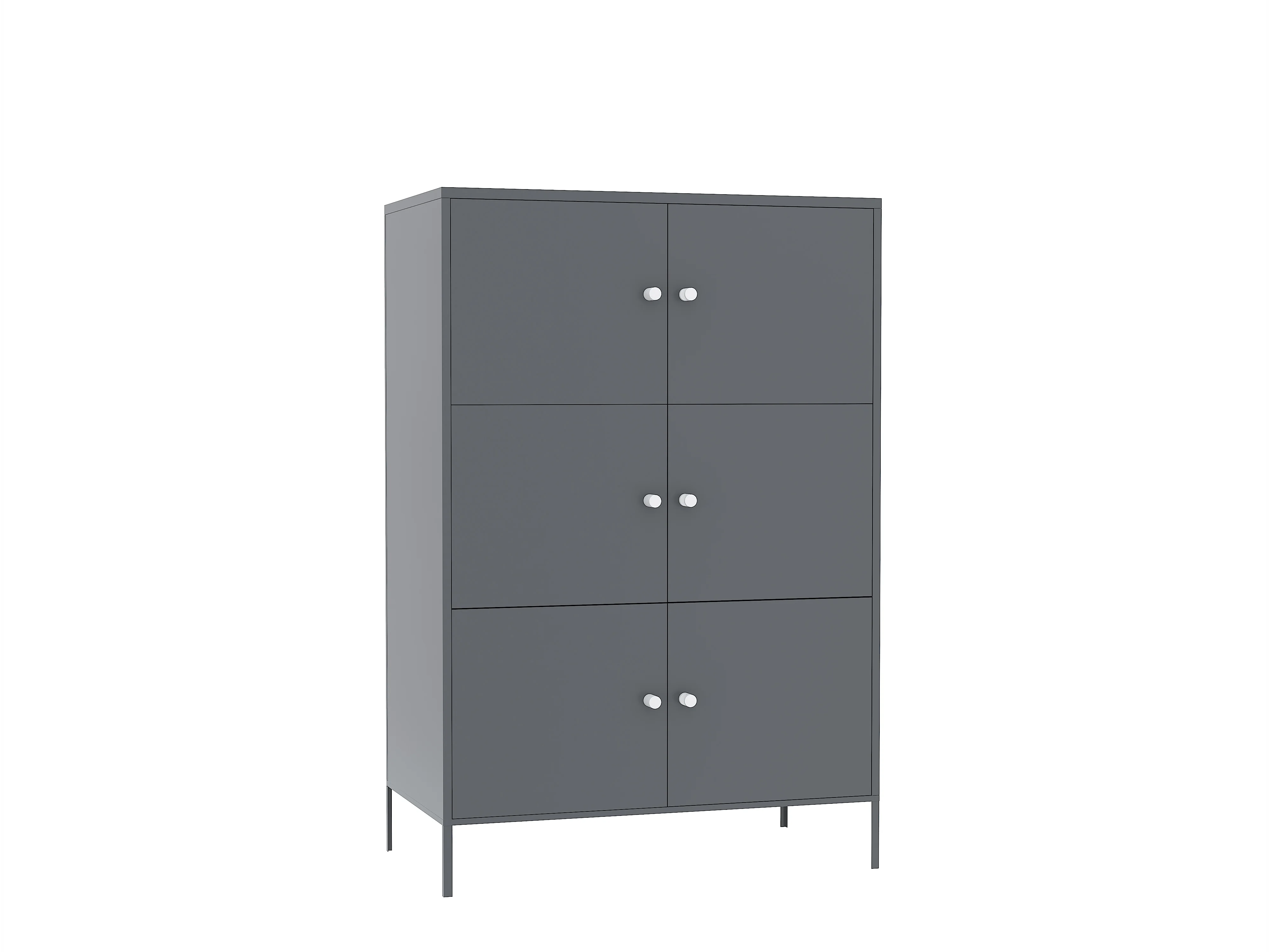 

Storage Cabinet, 3-Tier Metal Office Cabinet, Multipurpose Storage Organiser Stand with 6 Doors, Gray