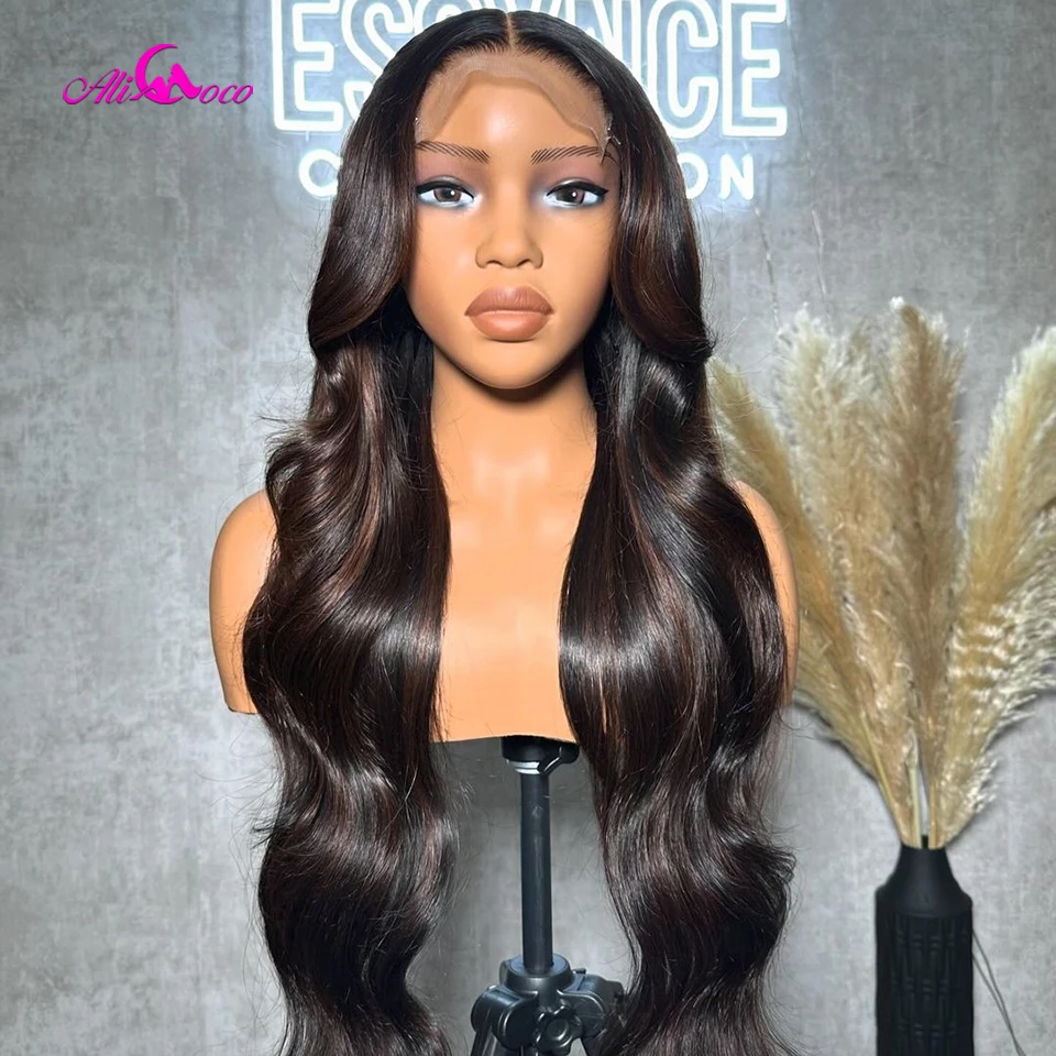 Выделите темно-коричневый 34 36 дюймов длинная длина объемная волна прозрачное