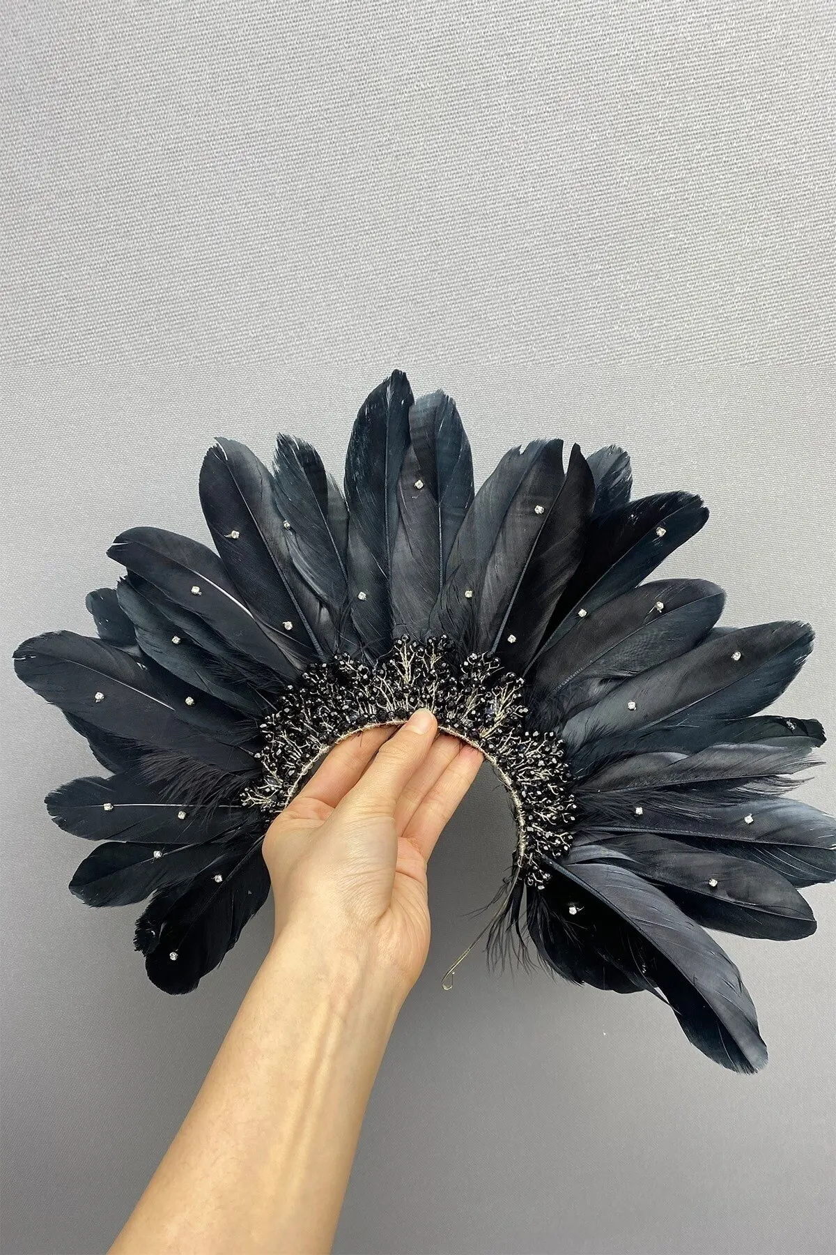 

Bridal Accessories Wedding Bridal Tiara Black Feathered And Beaded Bridal Tiara Wedding For Bride And Bridesmaids