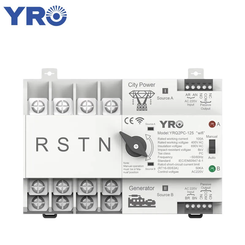 

Интеллектуальный автоматический переключатель ATS с двойным питанием, Wi-Fi, 2/3/4P, 125 А, 230 В, 400 В, источник бесперебойного питания.