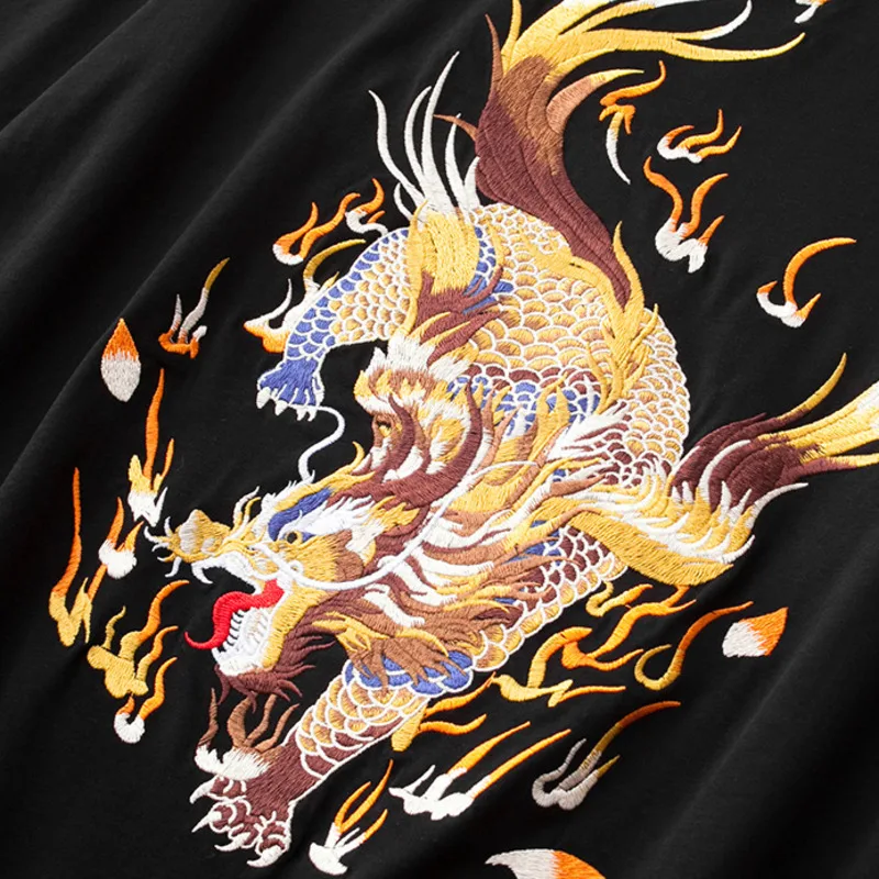 Тяжелая промышленная Вышивка футболка с рисунком кирина мужской трендовый