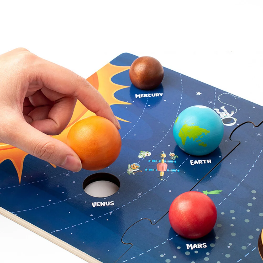 

Solar System Outer Space Toys Wooden Puzzles Planet Matching Cognition Kids Three-dimensional