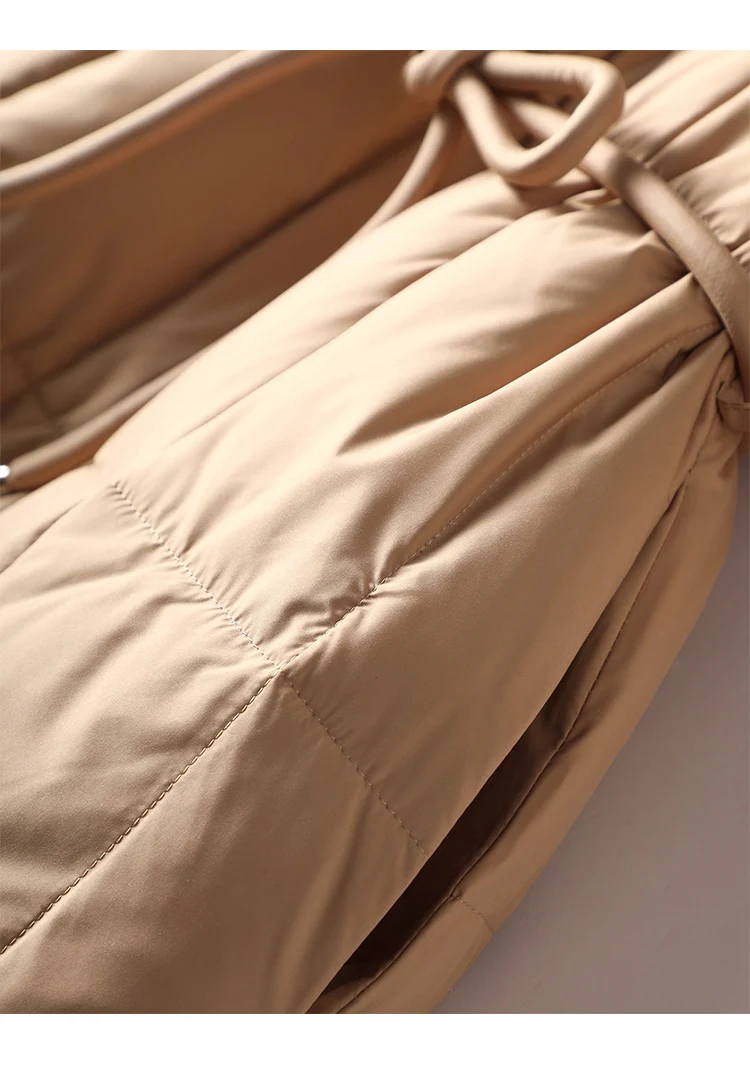 Long Duck Jacket Women 90%  White Duck Down Patchwork Wool Vintage Design Magnetic Clasp Slim Thin Casacos  Coats