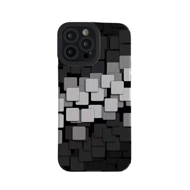 Black Grid Phone Case For iPhone 14 13 Pro Max 11 12 Pro 7 8 Plus X XS Max XR Shockproof Stripe Style Fashion Case Back Cover