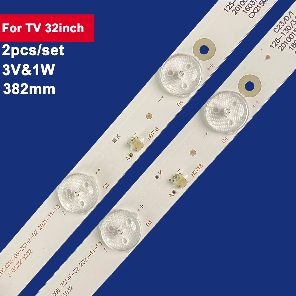 2Pcs 382mm For 32inch LED Backlight TV Strip 6Leds 3V&1W ZDCX215D06-ZC14F-02 303CX215032