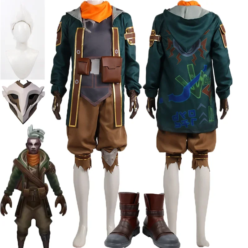 2025Game Arcane Season 2 Ekko Косплей Костюм Куртка Брюки Униформа Парик Обувь Маска Полный