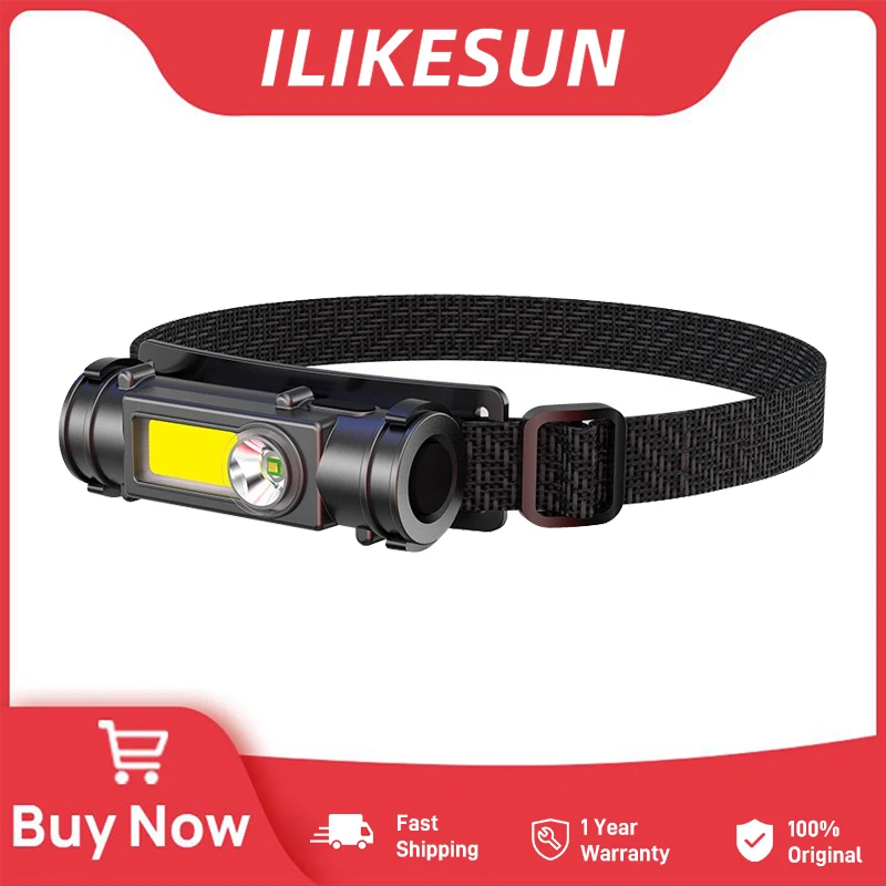 

ILIKESUN Powerful LED COB Headlamp USB Rechargeable Camping Fishing Flashlight Waterproof 18650 Battery Magnet Head Lamp Torch