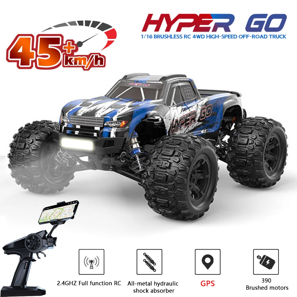 

Speed RC Hyper WLtoys Electric Go VS Monster 4WD MJX Car High H16H 1:16 Truck for GPS H16E Drift Kids 45KM/H Off-Road 144010 RC