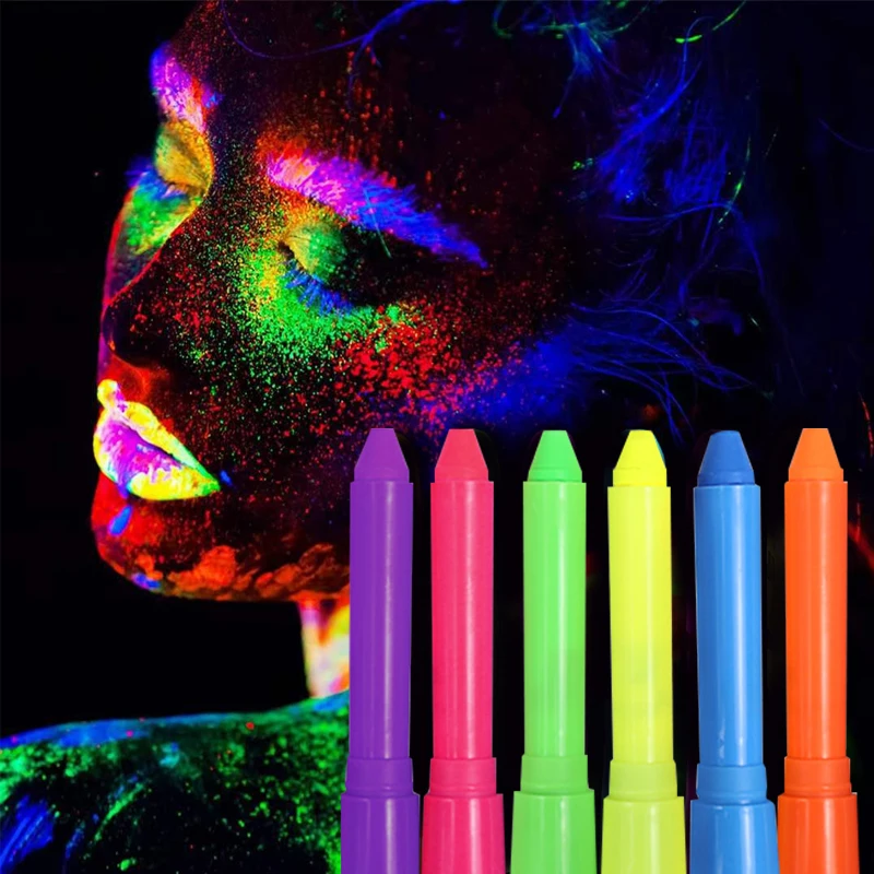 

6/12 Color Glow in The Dark Face Paint Black Light Paint UV Neon Body Paint Non Toxic Fluorescent Halloween Party Decoratio