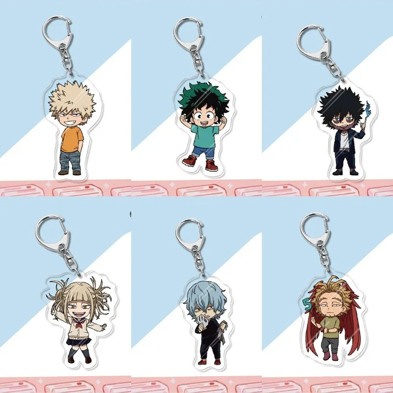 

Fashion Japan Anime My Hero Academia Keychain Double Sided Acrylic Figure Midoriya Izuku Key Chains Kawaii Bags Keyrings Prop