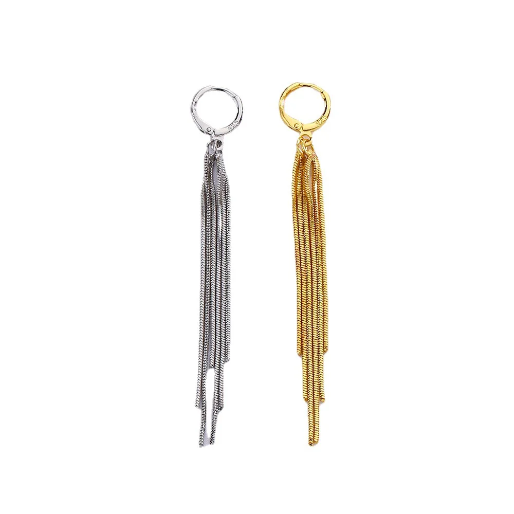 1 Pc Korean Fashion Long Tassel Earrings For Women Gold Silver Color Snake Bone Chain Earrings Gift Wedding Jewelry Accessories images - 6