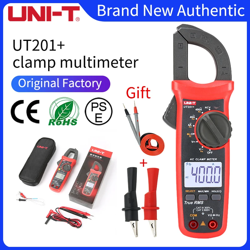 UNI T UNI-T Digital Clamp Meter UT201+ UT202+ UT203+ AC DC Current Amperimetro Tester Clamp Multimeter Resistance Frequency