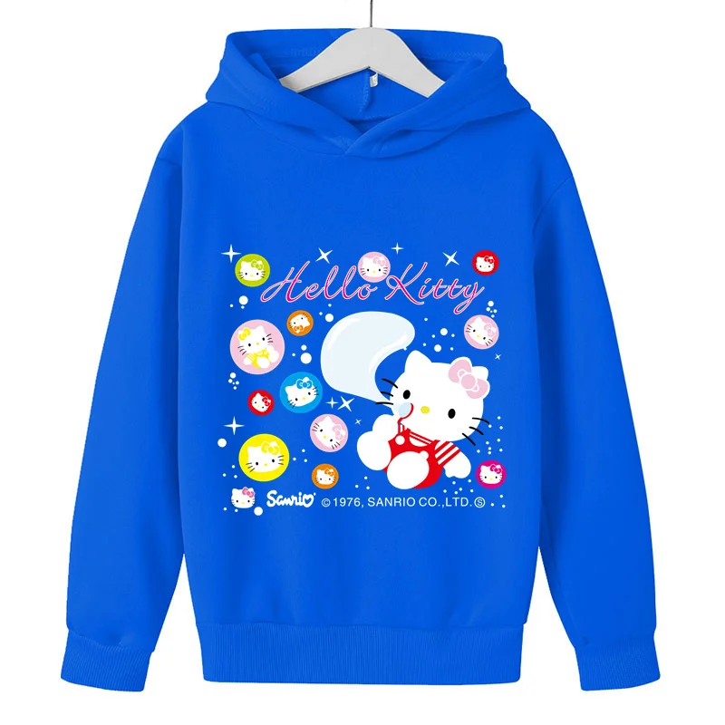 

Spring Autumn Fashion Hello Kitty Hoodies Boys Girls Long Sleeve Cotton Sweatshirts Children Cartoon Casual 4-14 Years Costume