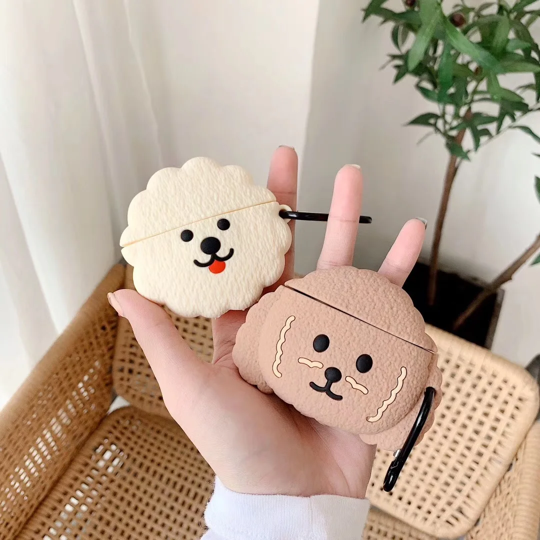 

3D Camera Bear White Brown Cartoon Earphone Case For Airpods 1 2 Pro Air pods Cover Cute Box Silicone Headphones Charing Capa
