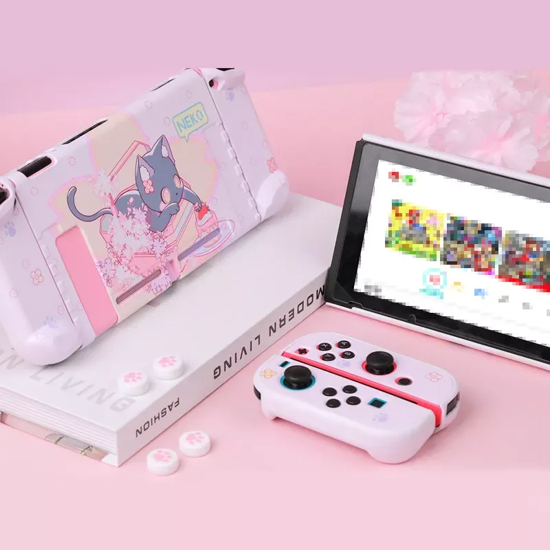 

NEKO Cute Cat Switch Protective Shell Pink PC Hard Cover Shell NS Game Console Housing Box For For Nintendo Switch Accessories