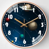 Fashionable new 12 "30CM creative clock living room home quiet wall clock space space planet walking clock free shipping