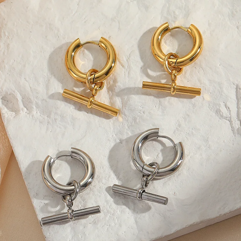 

Flashbuy Stainless Steel Hoop Earings for Women Girls Fashion Gold Silver Color Earrings Statement Jewelry