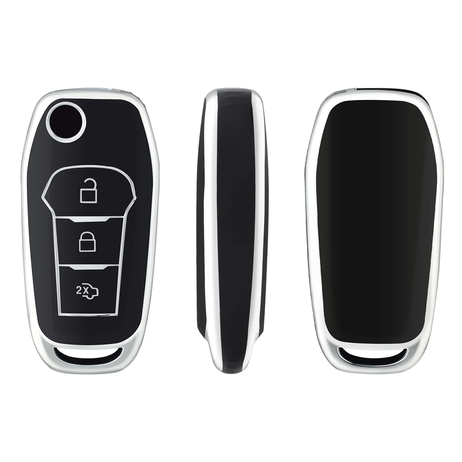 

Чехол для ключа для Ford Figo Mondeo 5 Ecosport Puma 20 Fiesta Mk8 Everest Ranger, 3 кнопки, ТПУ, автомобильный пульт дистанционного управления, чехол-брелок