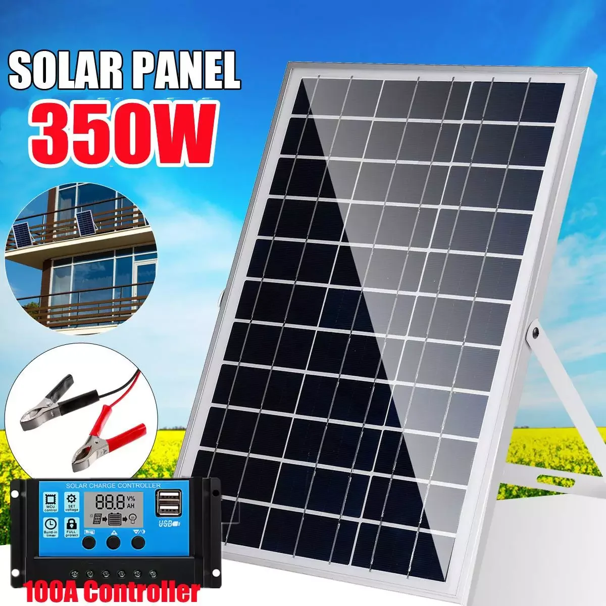 

350W Solar Panel Waterproof 100A 12V Controller solar panel Cell/System Charger Solar Panel Power Generation Panel kit