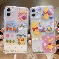 disney winnie the pooh cartoon phone cases for iphone 13 12 11 pro max mini xr xs max 8 x 7 couple anti drop soft tpu cover