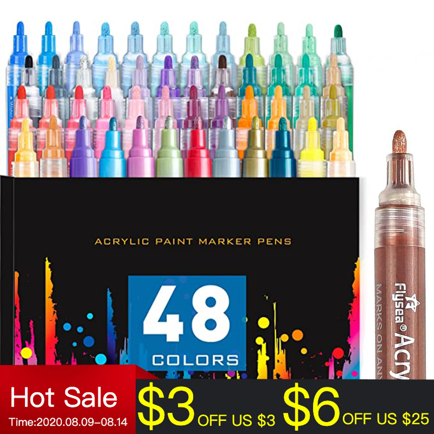 

48 Colors Art Markers 2mm Tip Acrylic Pens Non-toxic Acrylic Pens Waterproof Graffiti Markers for DIY Paint Pen Art Supplies