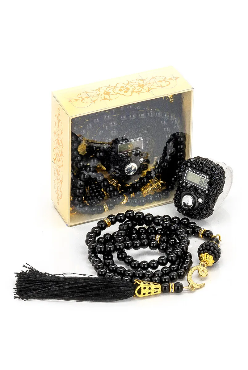 

IQRAH Gemstone Zikirmatik-Pearl Tesbihli Gift Set-Black Color