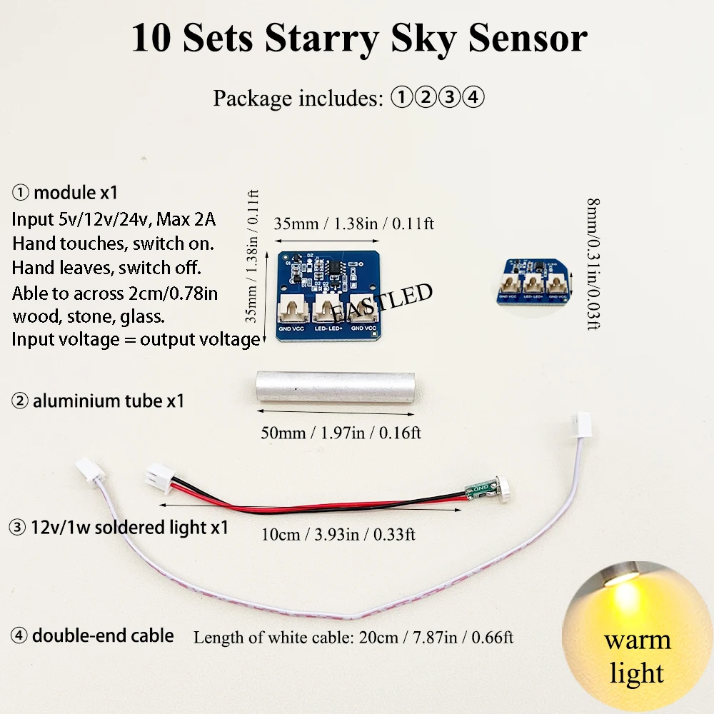 

10 комплектов печатной платы сенсорного датчика DC12V Star Sky Table Эпоксидная смола Светящийся умный переключатель Ручные касания Светодиодная подсветка Листья выключения