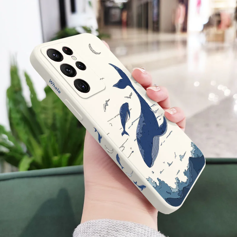 Fantasy Whale Phone Case For Samsung Galaxy S23 S22 S21 S20 Ultra Plus FE S10 S9 S10E Note 20 ultra 10 9 Plus Cover
