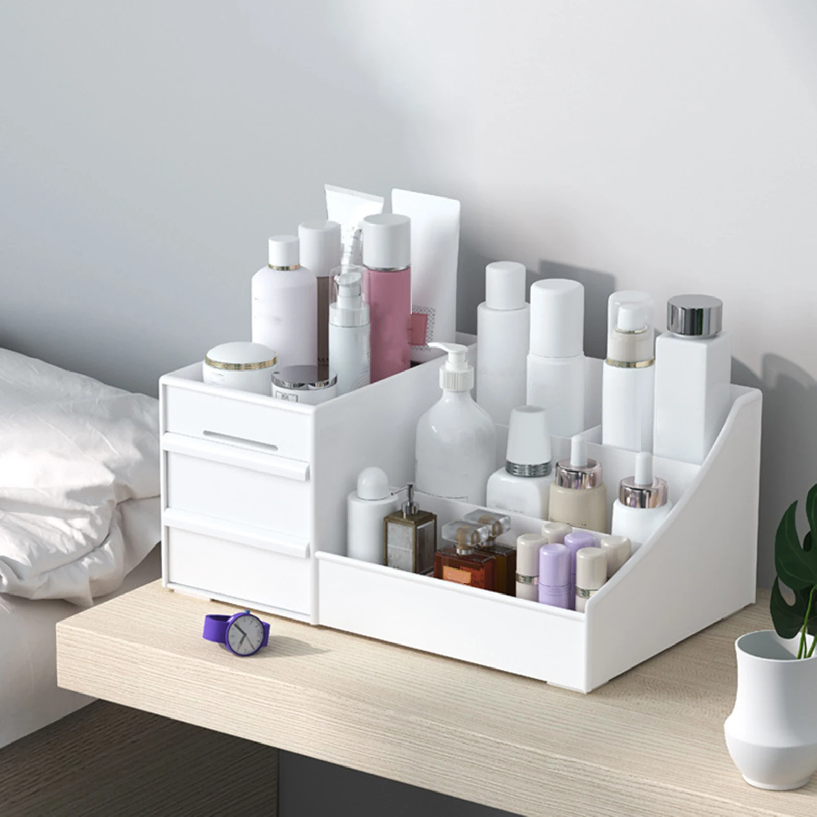 

Makeup Organizer For Student Large Capacity Cosmetic Storage Box Desktop Jewelry Nail Polish Drawer Container Pen Pencil Holder