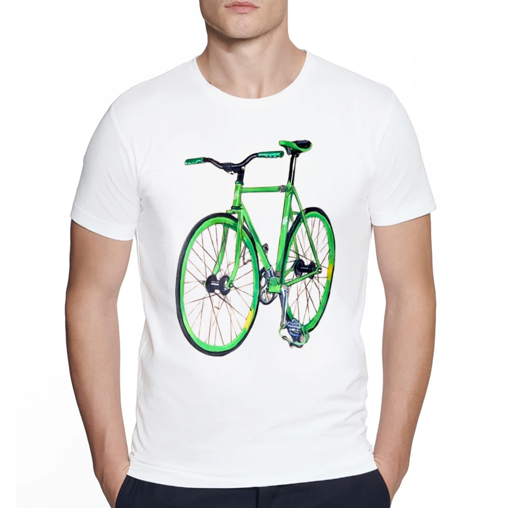 Bicycle Cycling watercolor painting Vintage Fixed Gear Print art T-Shirt Hipster Harajuku casual top fashion graphic male Tshirt