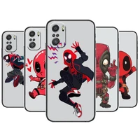 deadpool spider man phone case for xiaomi redmi 11 lite pro ultra 10 9 8 mix 4 fold 10t black cover silicone back prett