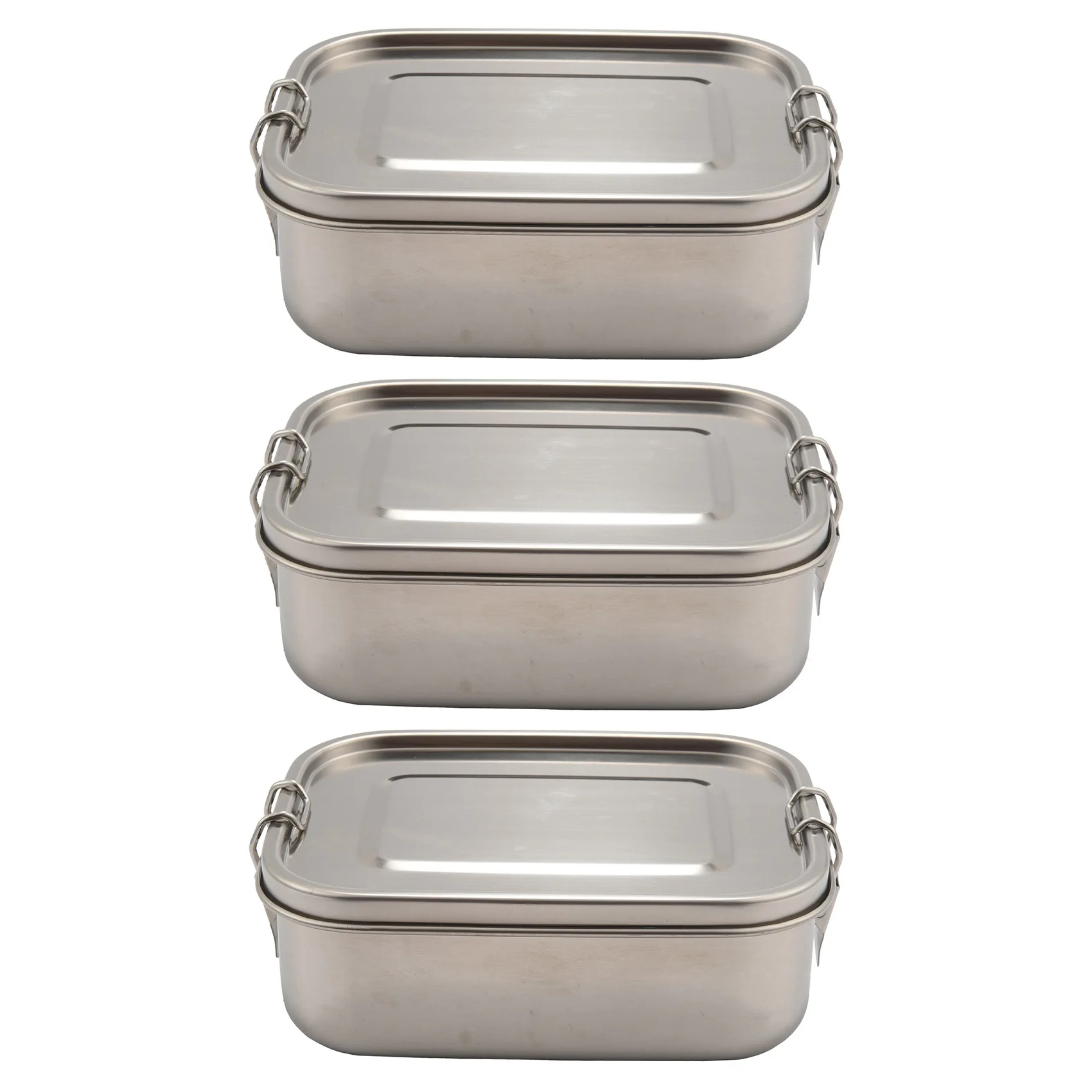 

3X Stainless Steel Lunch Food Container with Lock Clips and Leakproof Design 800ML Bento Boxes Lunch Container