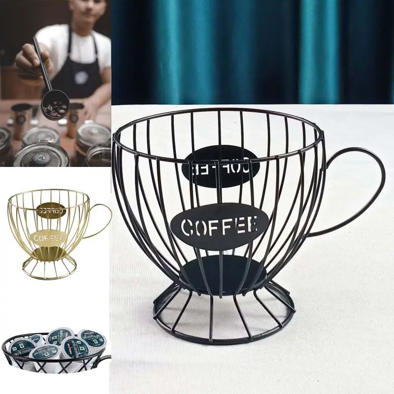 

Universal Coffee Capsule Storage Basket Coffee Cup Basket Vintage Coffee Pod Organizer Holder Black For Home Cafe Hotel Bar