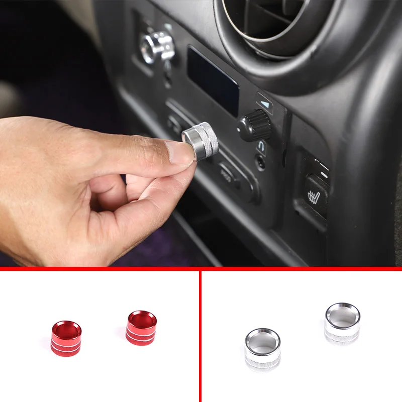 

For Hummer H2 2003-2007 Aluminum Alloy Silver/Red Car Rear Headphone Volume Adjustment Knob Ring Cover Car interior Accessories