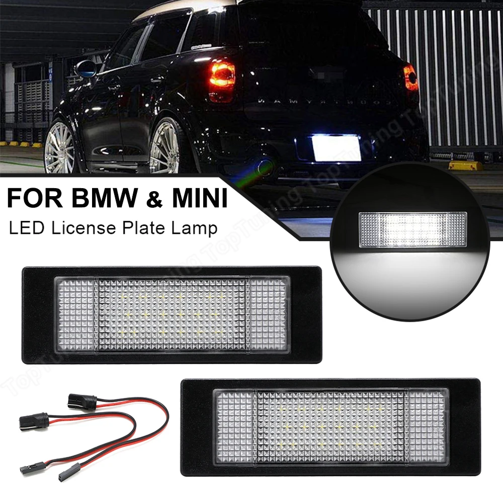2x For Mini Cooper R55 R60 R61 LED License Number Plate Car Light Lamp For BMW E63 E64 E81 E87 E89 F20 F21