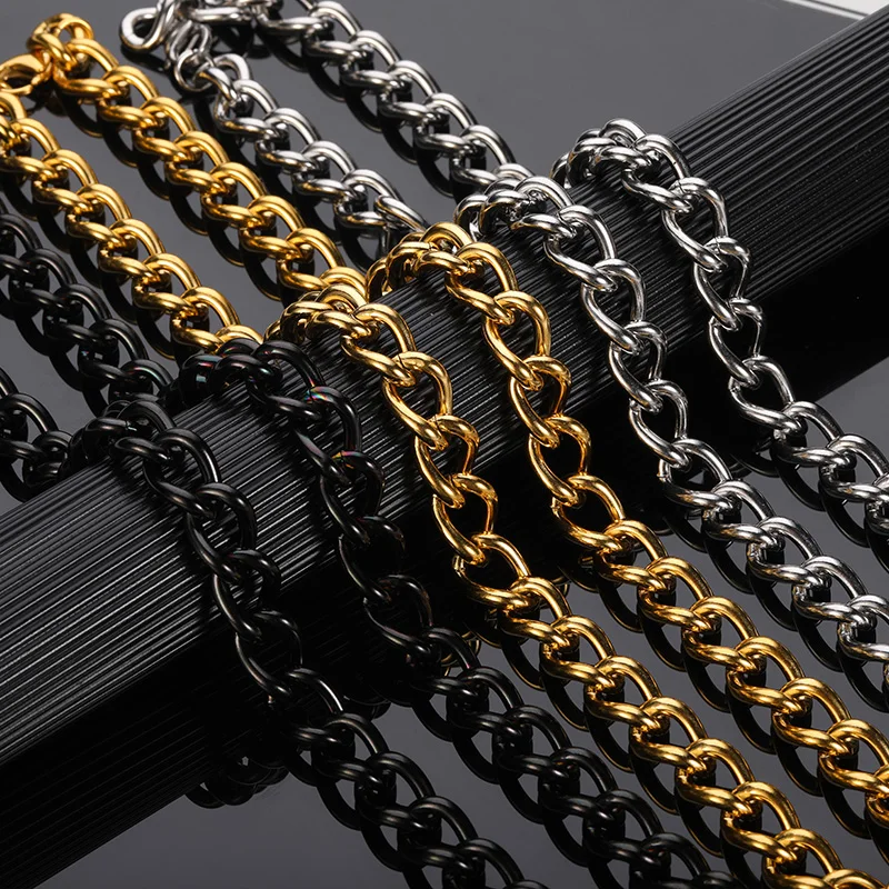 

Punk Stainless Steel Whip Chain Necklaces For Women Men Width 11mm Curb Cuban Link Chain Choker Necklace Gothic Jewelry Gift