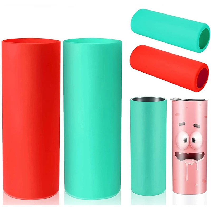 

Promotion! Silicone Sublimation Tumblers Bands Sleeve For 20Oz -Skinny Straight Tumbler Wraps Instead White Shrink Paper In Oven