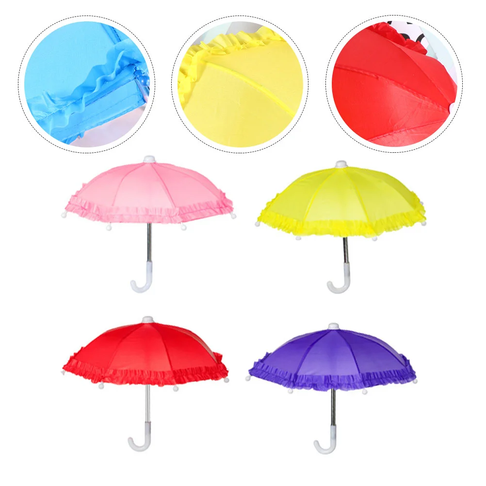 

4 Pcs Mini Umbrella Children Toy Kids Props Small Lace Miniature Plants Children's Tiny Plastic Miniture Decoration