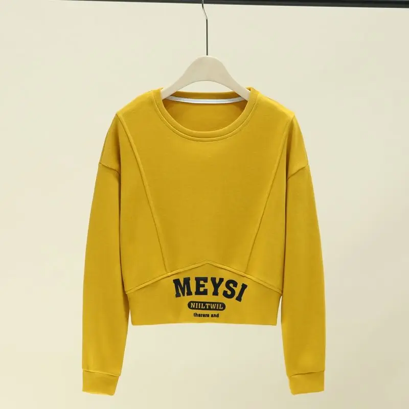

Women's Sweater New 2022 Fall Short Fashion Explosive Small Round Neck Loose Korean Top White Yellow Green Red Multicolor