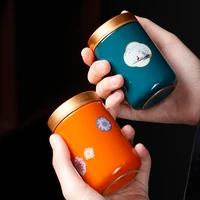 modern enamel color high end ceramic mini tea tank portable travel airtight jars ceramic candy food storage jars home decoration
