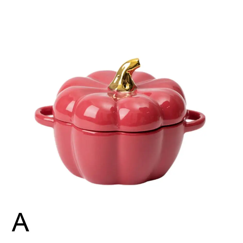 Милая чашка для тушения с тыквой и крышкой керамическая миска лапши десерта