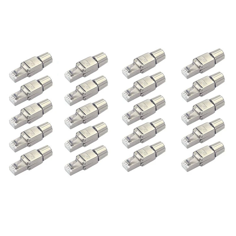 

20Pcs RJ45 Cat7 Connectors Tool-Free Reusable Ethernet Termination Plugs,Internet Plug,Fast Field Installation