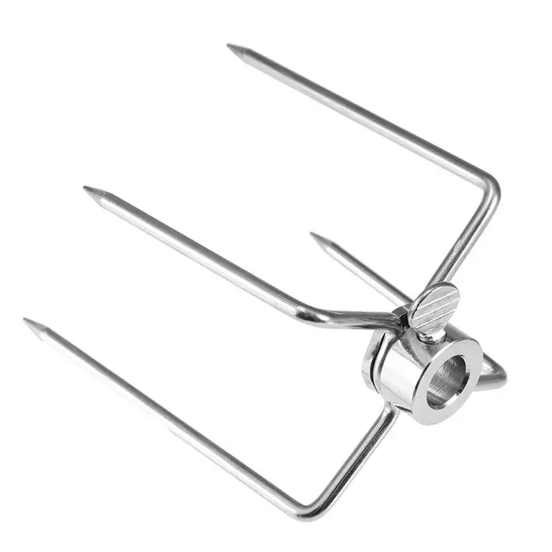 

Rotisserie Spit Forks 1 Pair Square Stainless Steel Rotisserie Spit Rods 4-Prong Roast Chicken Fish Forks For Home Picnic BBQ