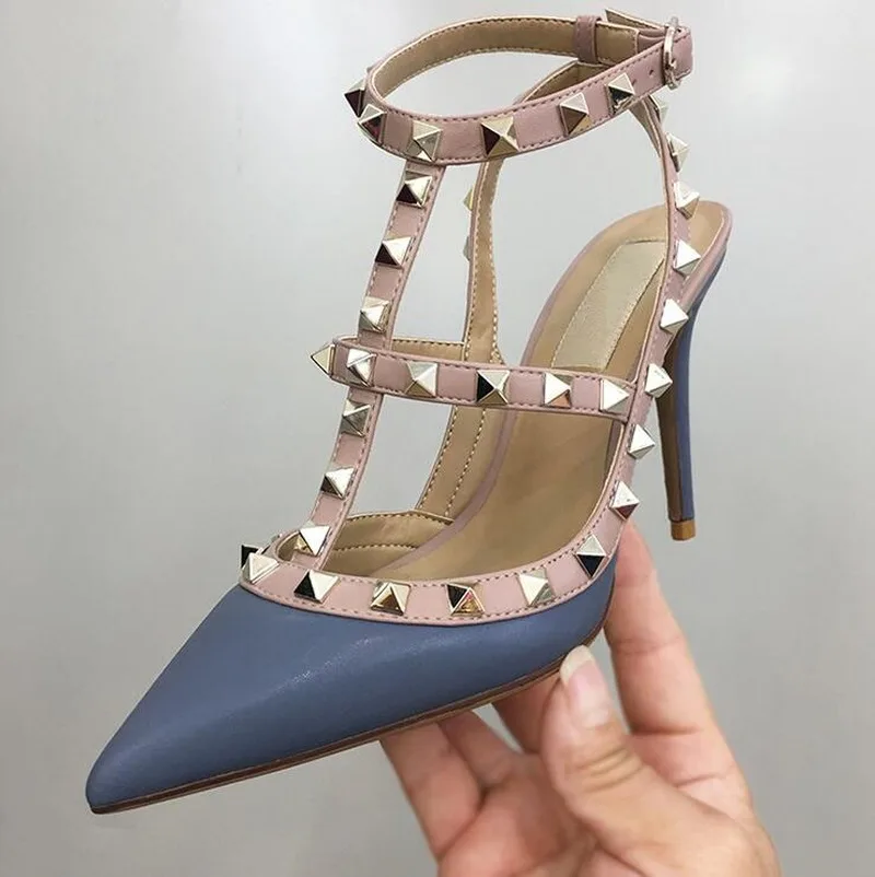 

Босоножки женские на высоком каблуке 6/8/10 см, с заклепками