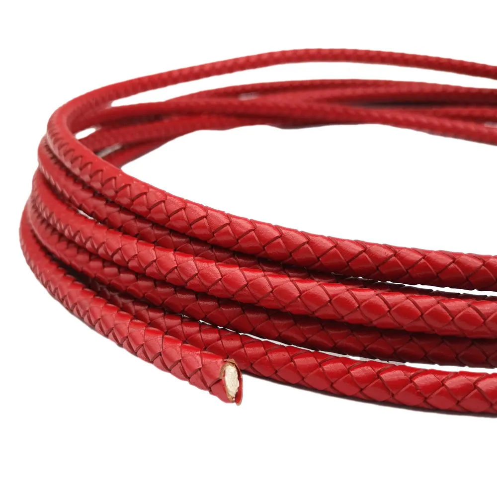 

Red Braided Leather Bolos Cords 8.0mm Round Folded Leather Strap for Jewelry Making Bracelet 1 Yard