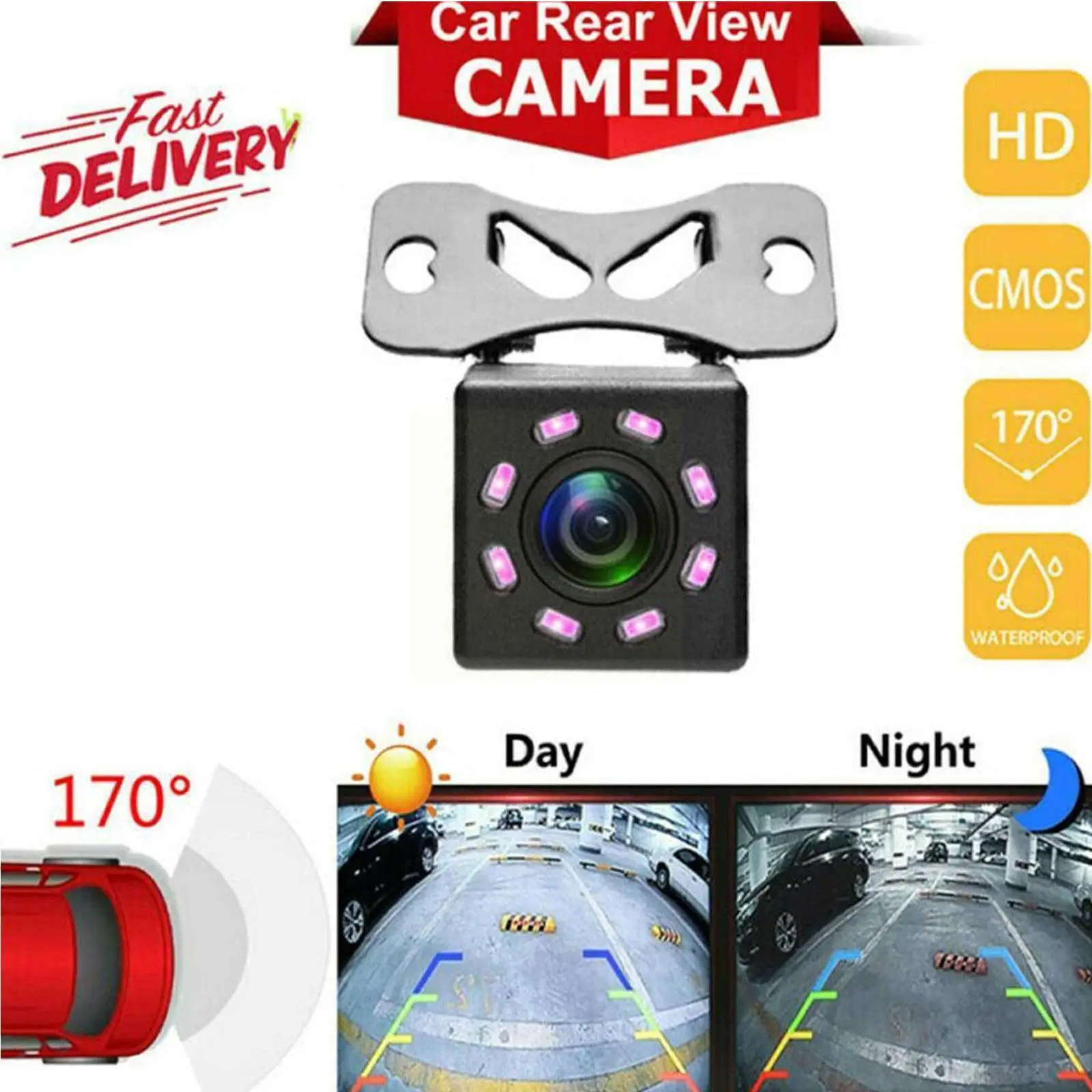 

Car Rear View Camera Night Vision Reversing Auto Parking 170° Wide Cable Angle With Lights IR Camera HD Video 480TV Monitor B7M5