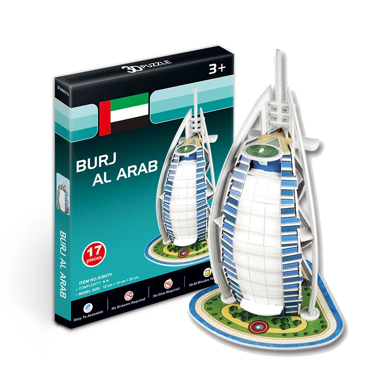 3D бумажный пазл с архитектурными ориентирами изображениями арабской палочкой и