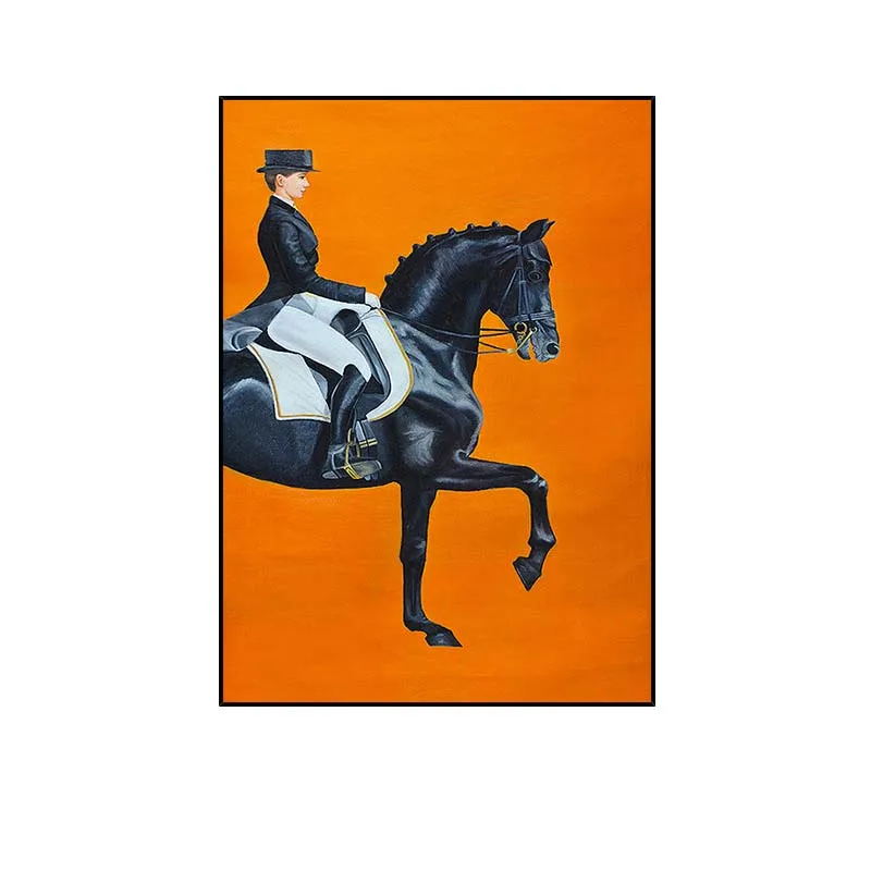 

JIUQIANQZX hand-painted oil painting riding porch background decoration painting hotel dining room hanging pictures