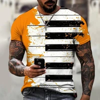 piano keys musical notes 3d printing short sleeve fashion oversized mens sports jersey comfortable super size male t shirt top