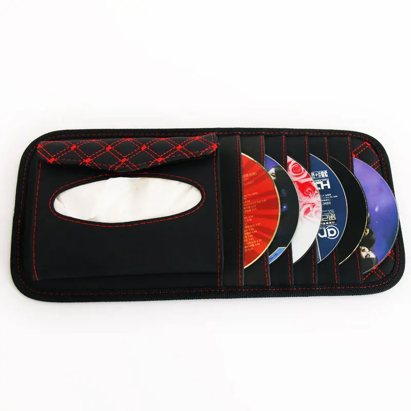 

Car CD DVD Holder Bag Disc PU Leather Storage Case Sunglasses Organizer Sun Visor Sunshade Sleeve Wallet Clips